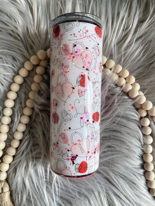 20 oz Valentine’s Day striped tumbler